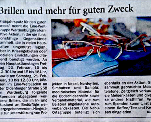 NWZ-Artikel zur Sammelaktion